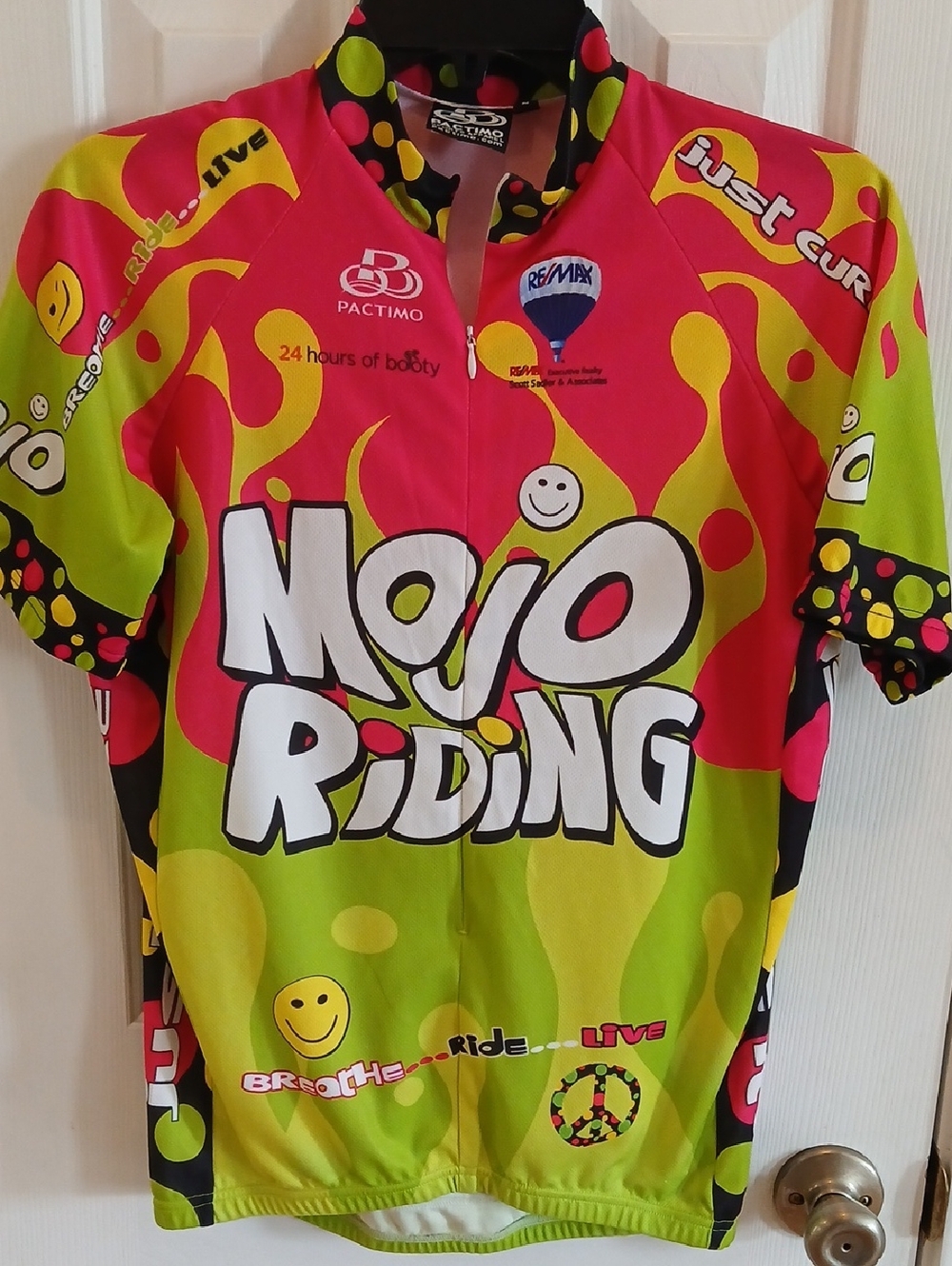 PACTIMO Men's  Cycling Jersey - Bright Green & Pink Size L